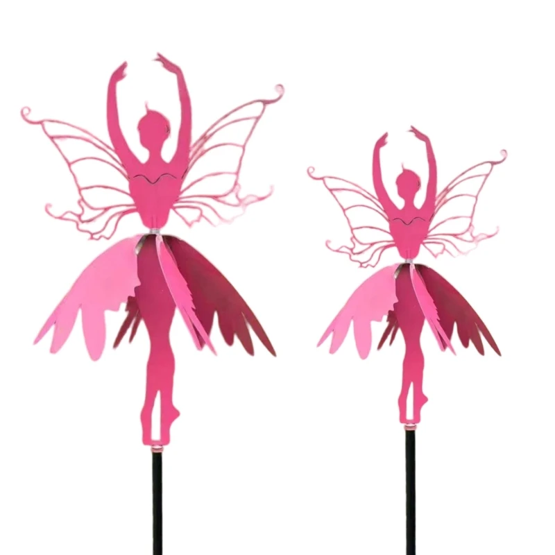 

2024 Flower Fairy Spinners Metal Garden Stake Outdoor Amidst Yard Stake Fairy Ballerinas Wind Spinners Decorations Drop shipping