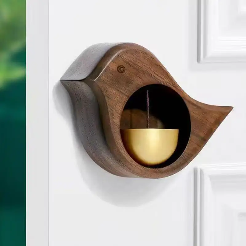 Japanese Porch Door Reminder Bell Wood Doorbell for Door Opening Outdoor Suction Type Wind Chime Entering Home Decorative Gift