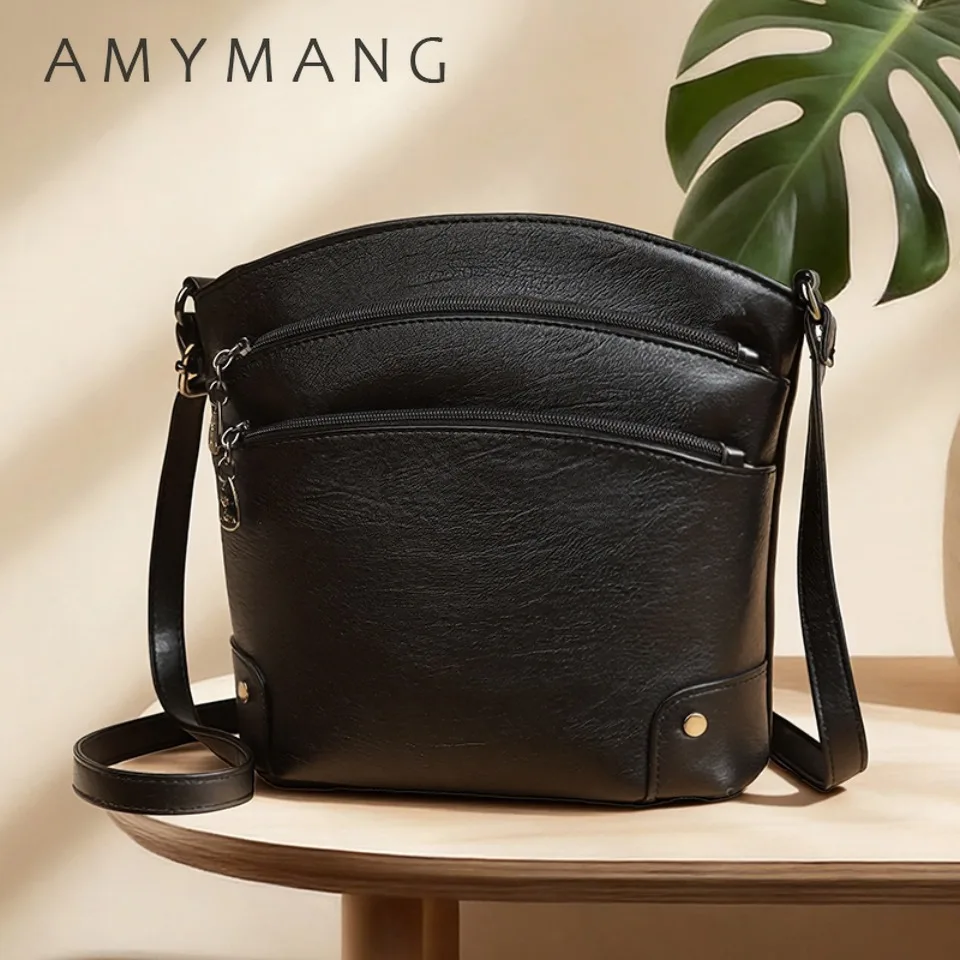 

Soft PU Leather Shoulder Crossbody Bag Women Retro Design Messenger Bag Casual Multi-zipper Female Daily Travel Handbag Satchel