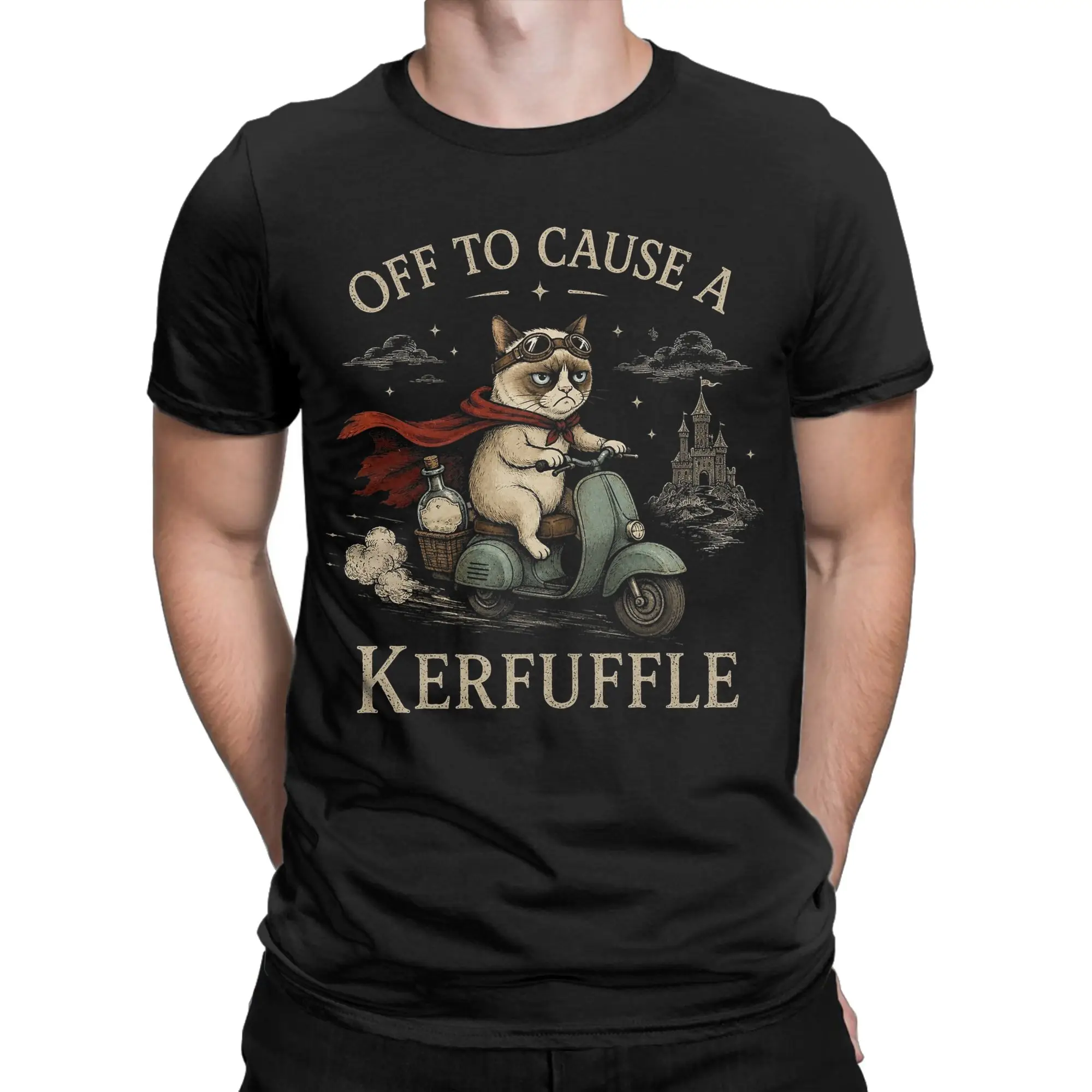 Off To Cause A Kerfuffle Humor Quote T-Shirts 100% Cotton Tee Shirt Crewneck Short Sleeve T Shirts Birthday Present Clothing