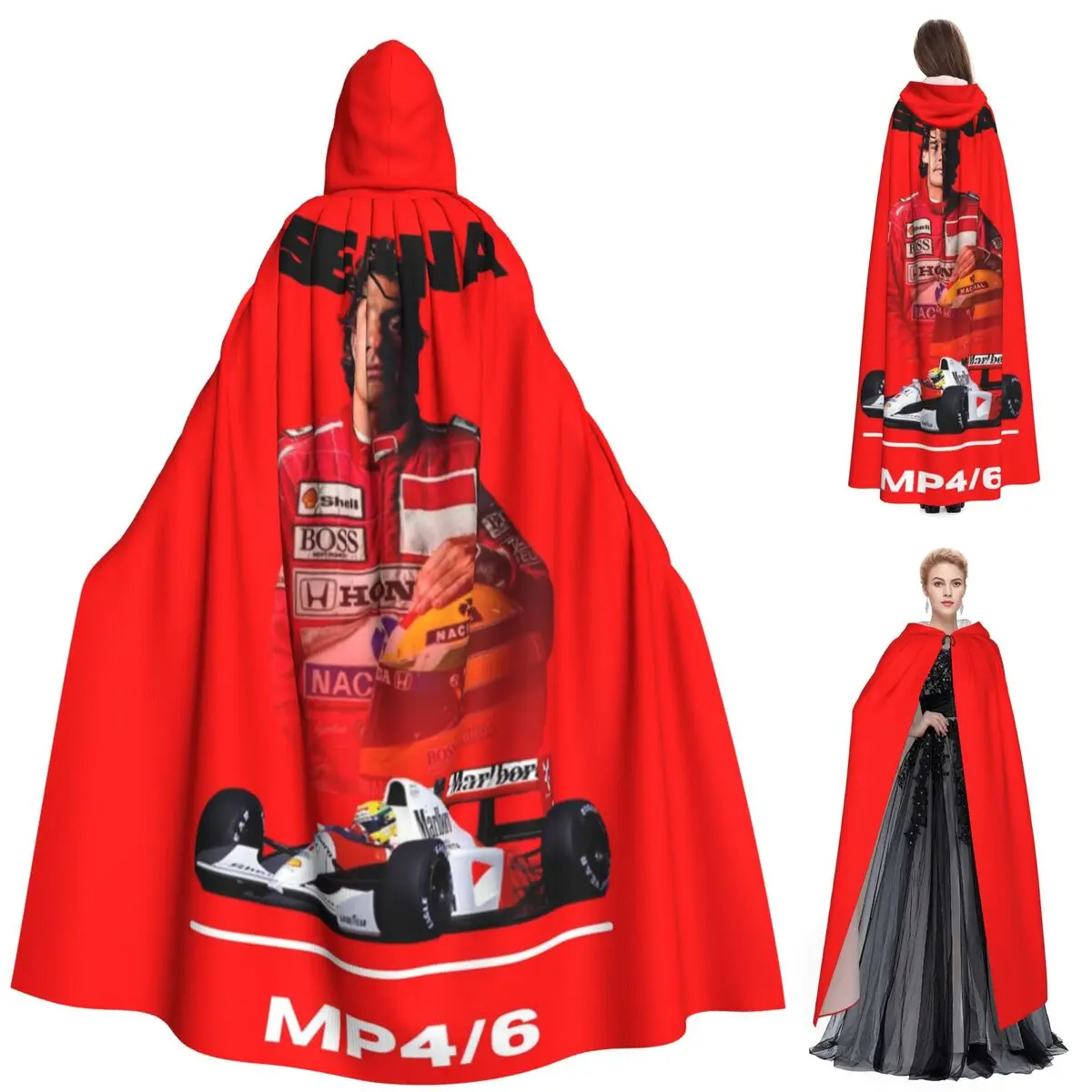 アイルトン・セナ-1991-ヘルメット-レーシング-ロング-フード付きマント-魔女-中世コスチューム-コスプレ-ケープ-ハロウィンコート-大人用-ユニセックス