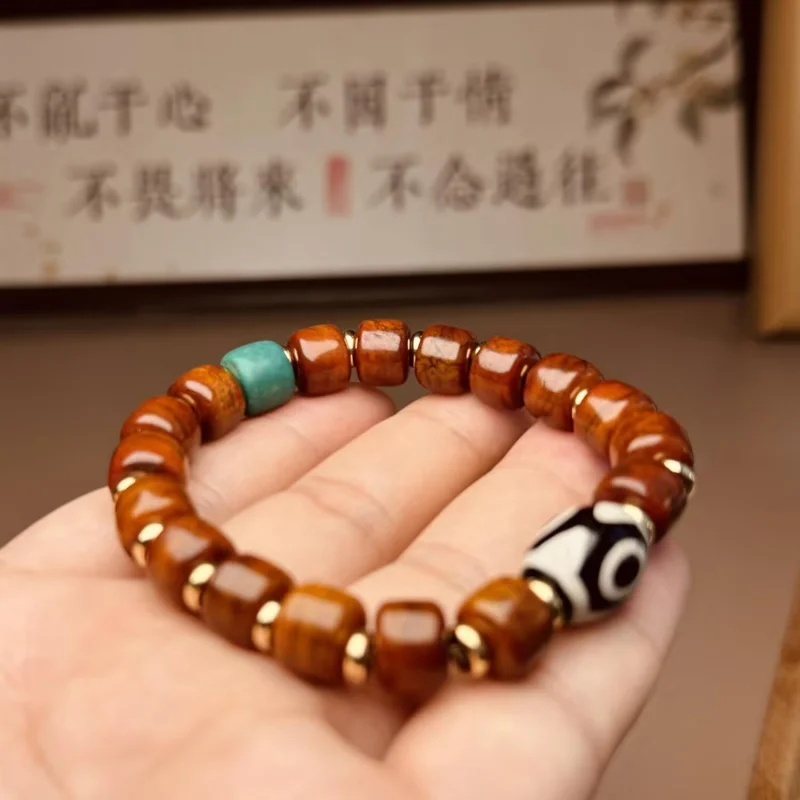 

Bovine Bone Dzi Bead Bracelet Men and Women, Buddhist Bead Bracelet
