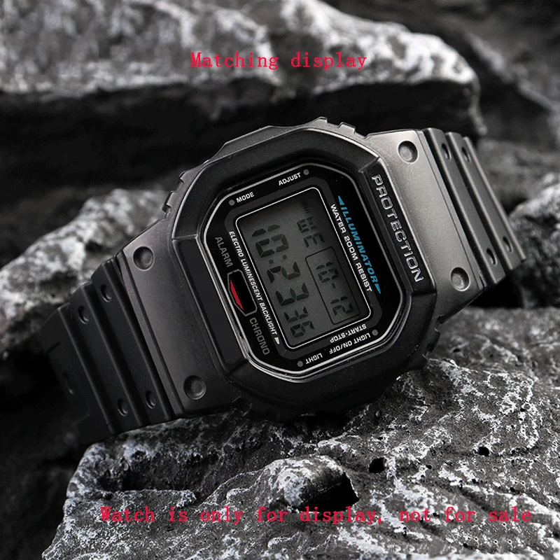 카시오 소형 블록 시계 밴드, 방수 송진 실리콘 시계 스트랩, DW5600/5610 GWB5600 시리즈에 적합, 16mm