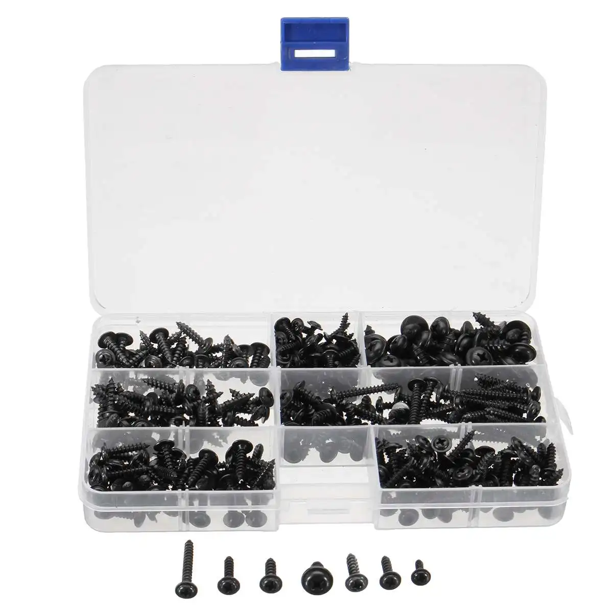 340Pcs Pan Head Self-Tapping Screws Assortment Kit Electronic Small Wood Screws Nails Set Furniture Carbon Steel