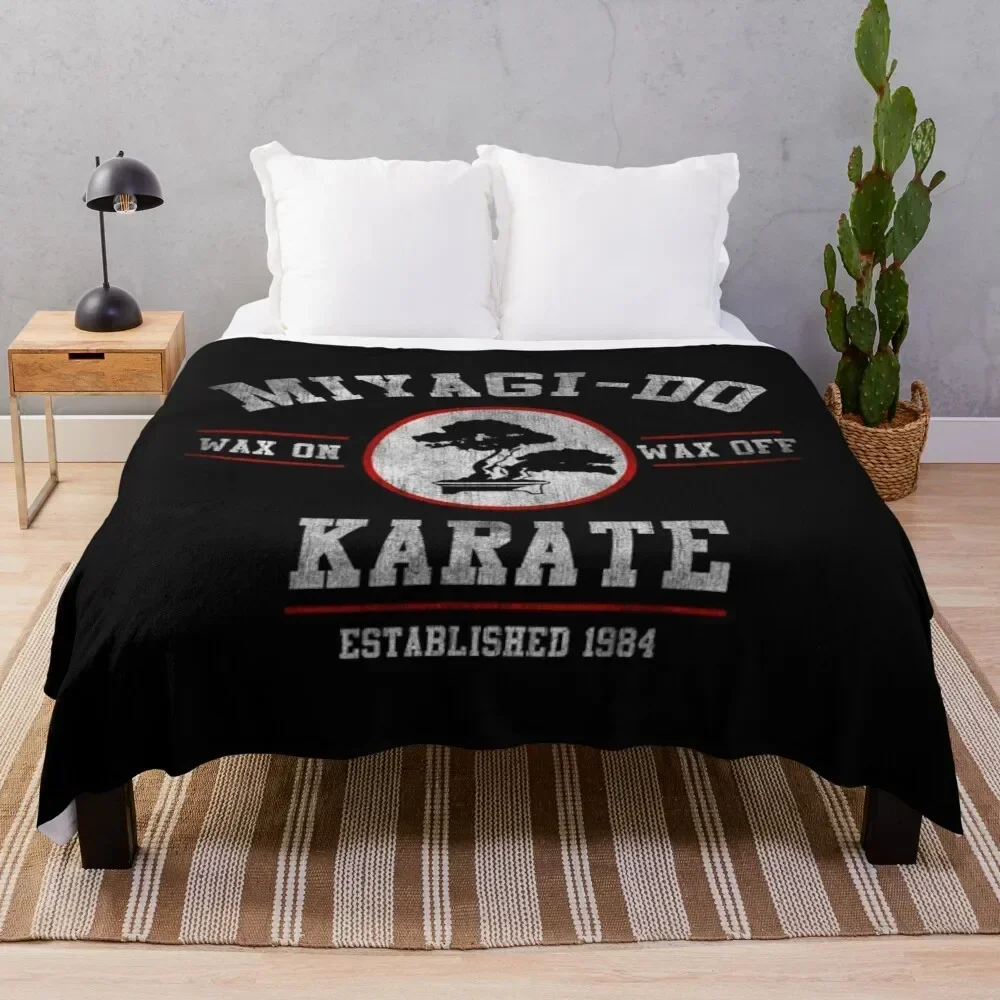 Karate Kid T-ShirtMiyagi Do Karate Kid Wax On Wax Off Throw Blanket Cozy Sofa Blanket for TV Watching Napping