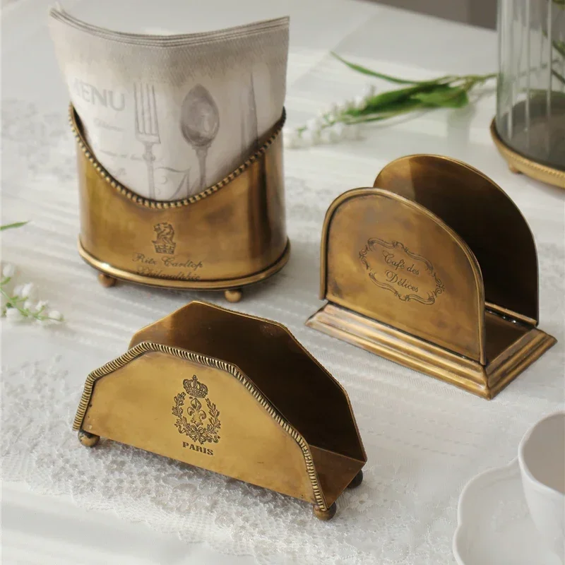 Brass Tissue Holder Napkin Box Luxury Coffeetable Storager Coffee Filter Paper Storage Rack Desktop Ornaments Home Decoration