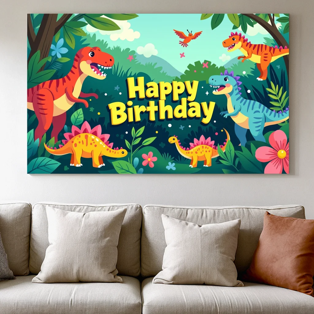 Dinosaur Themed Backdrop Birthday Banner Photography Props Background Jungle Party Decors Birthday Decoration Kids Celebrate