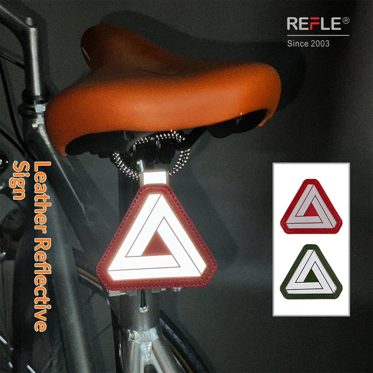 Elastic Strap Bike Reflective Triangle Sign Leather Cycling Tail Reflector Two Patterns Optional Multi-color Night Riding Safety