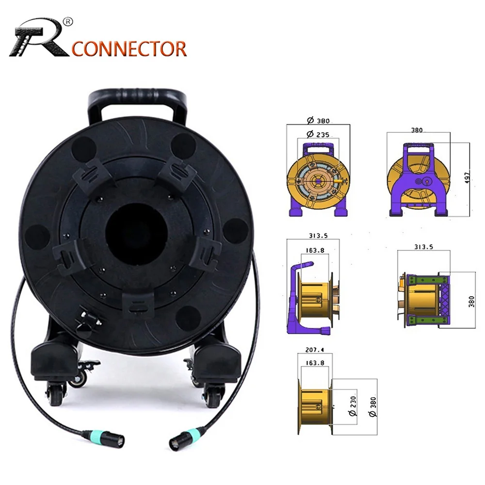 UTP RJ45 Cat.6A Indoor Network Ethercon Ethernet Extension Cable with PCD380 Reel Drum with Wheel for LED Stage Screen Display