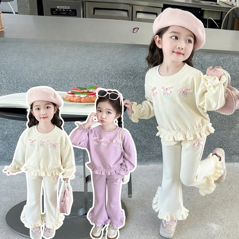 Childrens Clothing Set Sweet Two-piece Set Autumn Clothing Childrens Fashion Korean Top Pants Sweet Cute Two-piece Set