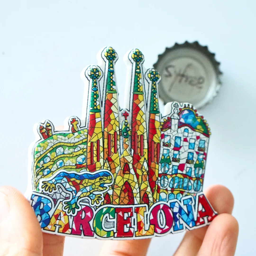 1 unidad, imanes para nevera de Barcelona, imanes para nevera con paisaje de Barcelona, imanes para nevera de España, imanes para nevera con atracciones de España, Colorfu