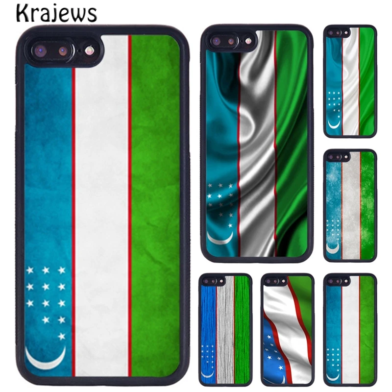 Krajews Uzbekistan Flag Rubber Phone Case For iPhone 16 15 14 X XR XS 11 12 mini 13 Pro MAX Plus cover shell coque