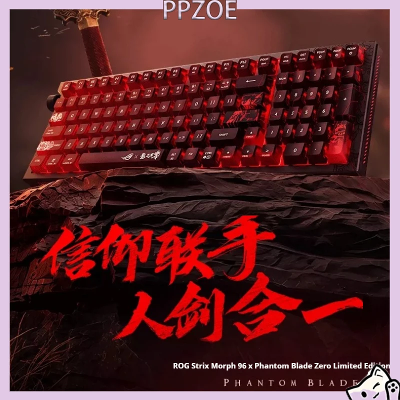 Teclado Mecânico ROG Strix Morph 96 x Phantom Blade Edição Limitada, Gasket, Hot-swappable Completo, Tri-Mode, Teclado Gamer RGB