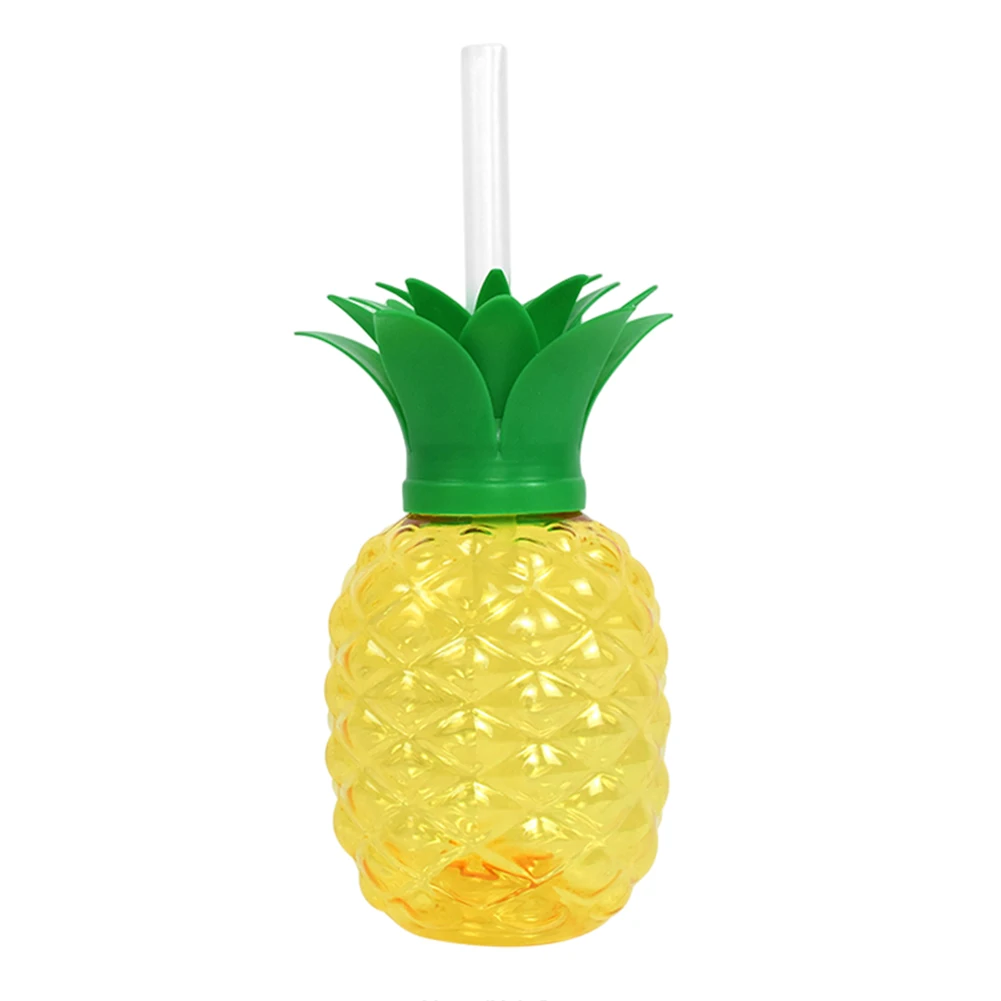 Taza de jugo para beber, taza de bebida fría con forma de piña/fresa de 500ml con pajita, decoración creativa para fiesta de cumpleaños, 3/6 Uds.