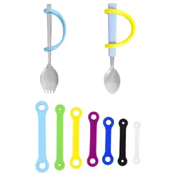 Flexible Eating Aid Tableware Household Silicone Adaptive Utensil Auxiliary Table Wares for Stroke Limited Wrist Range Arthritis