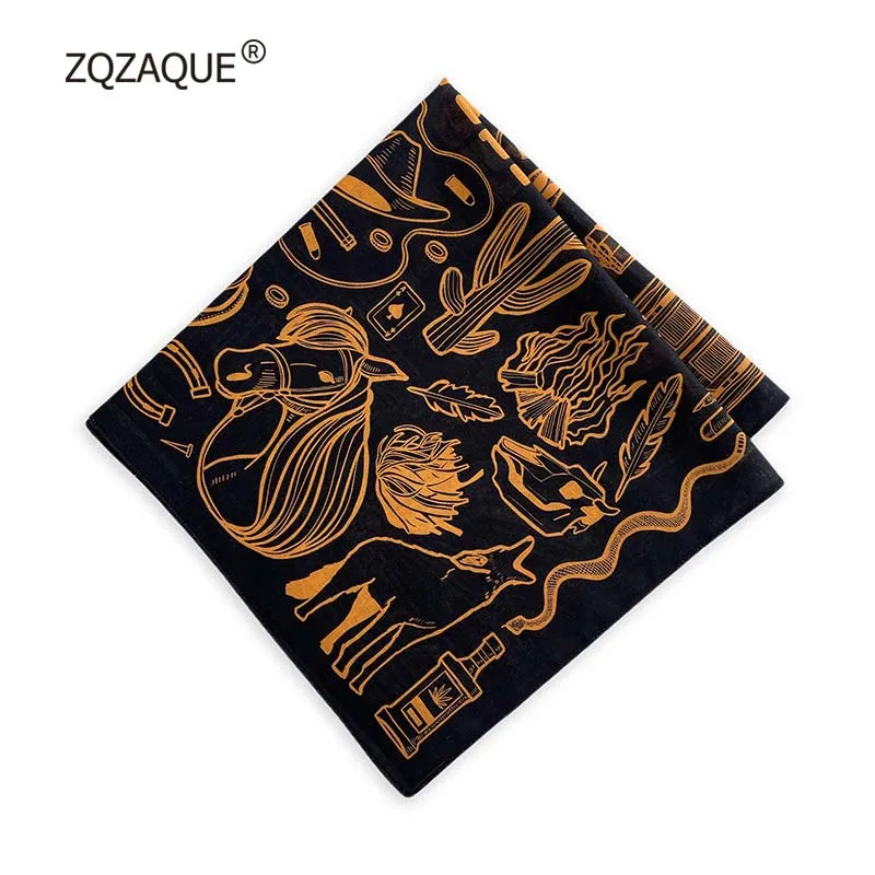 American Style Cotton Head Scarf 100% Good Quality Outdoor Cycling BANDANA Hip Hop Cool Printing Square Scarf Men Women S041