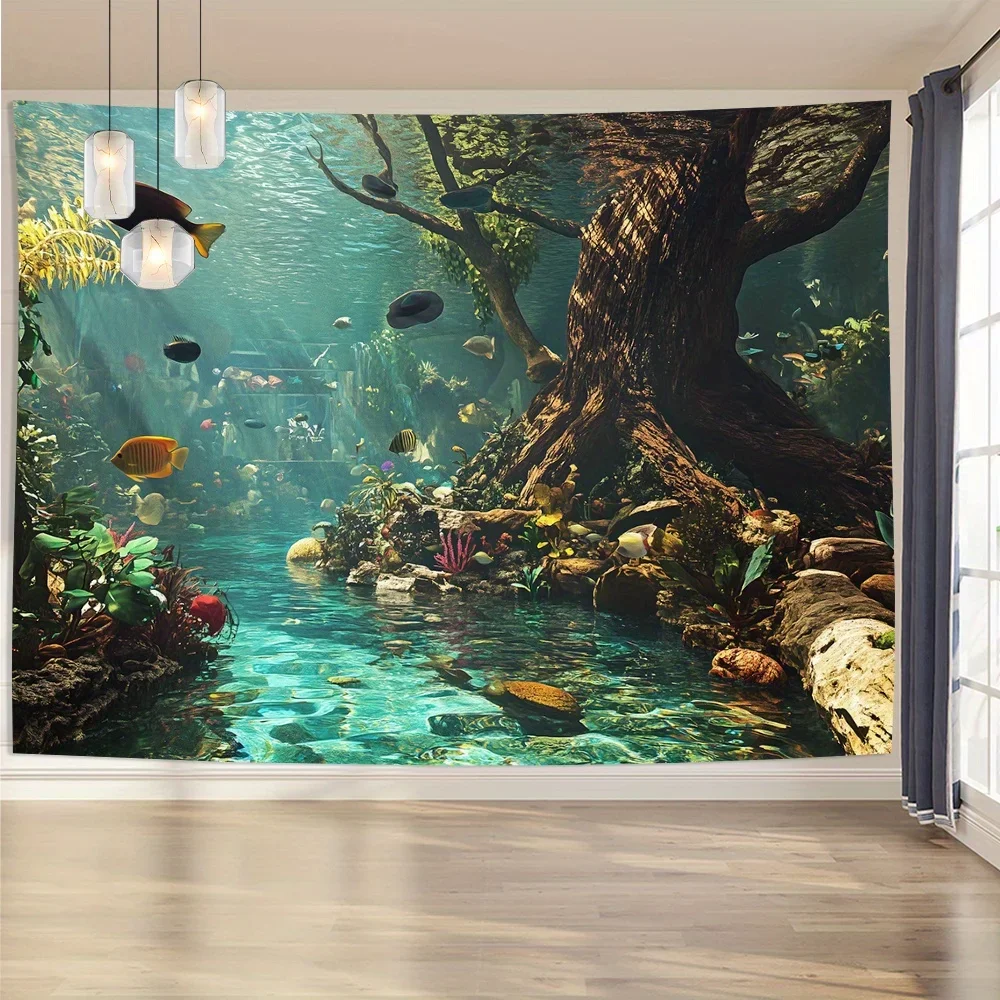 Aquarium Tapestry Polyester Fiber Wall Decoration Living Rooms Bedrooms Offices And Parties Tapestry
