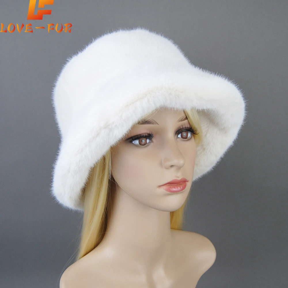 

New Women Winter Luxury False Mink Fur Bomber Hat Natural Warm Artificial Fur Cap Fashion Girls Quality Soft False Mink Fur Hats