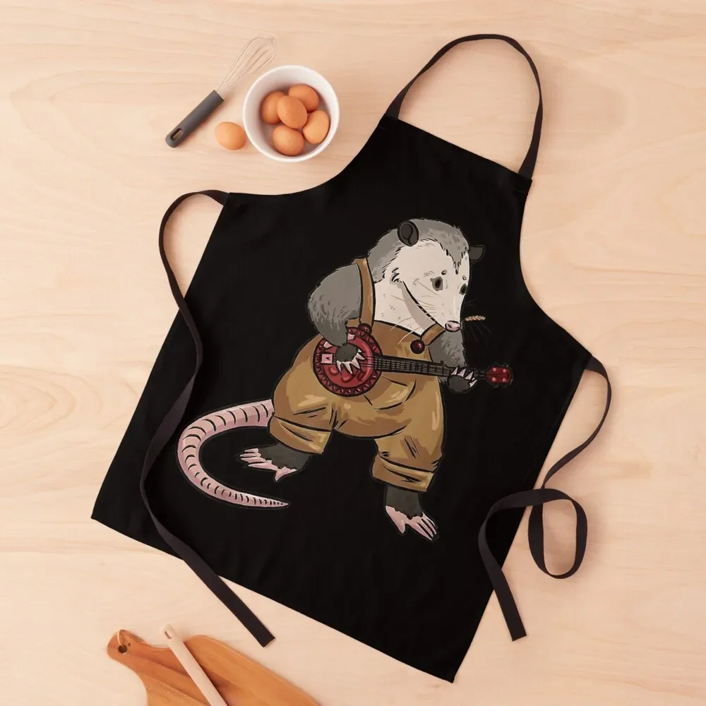 Opossum Playing Banjo Apron Chef Uniform Goods For Home And Kitchen Apron