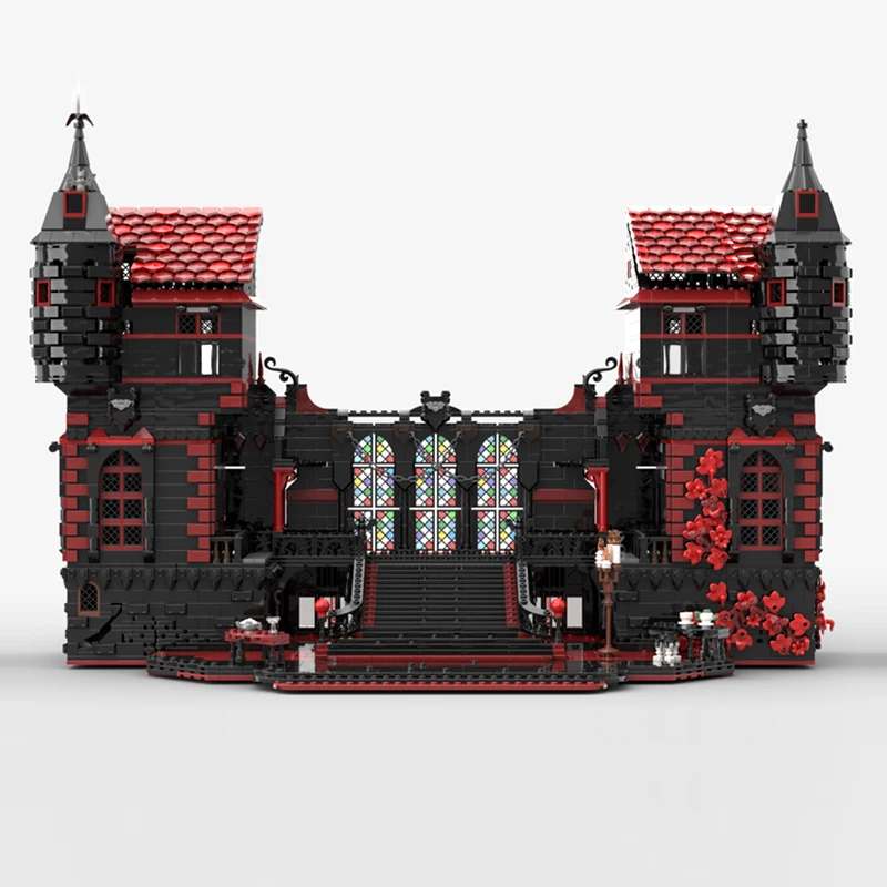 Model MOC z widokiem na ulicę miasta, klocki konstrukcyjne, Halloweenowy Zamek, Impreza, Technologia Modułowa, Prezenty, Świąteczny Zestaw do Składania, Zabawki dla Dzieci