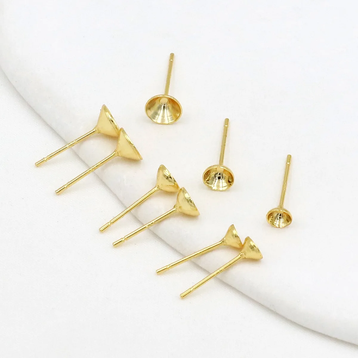 20pcs 925 Sterling Silver Stud Earring Posts Findings 0.7mm Pin 4 /5/6mm Glue in Pearl Cup for DIY Earrings Jewelry Making