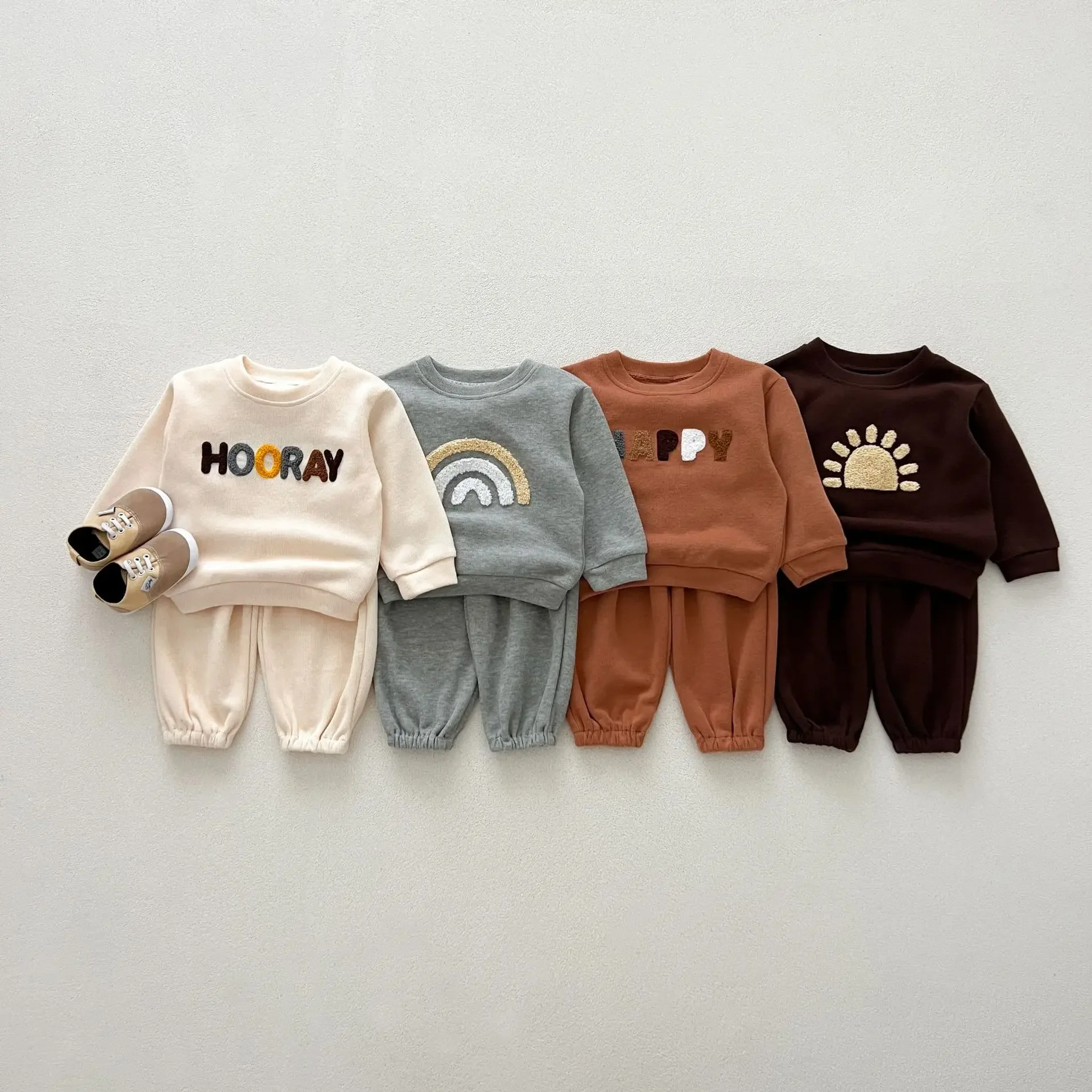 MILANCEL NEW Autumn Children\'s Clothing Pullover Set 0-4 Y Boys Sweatshirt and Pants 2PCS Girls Letter Hoodies Suit Kid\'s Outfit