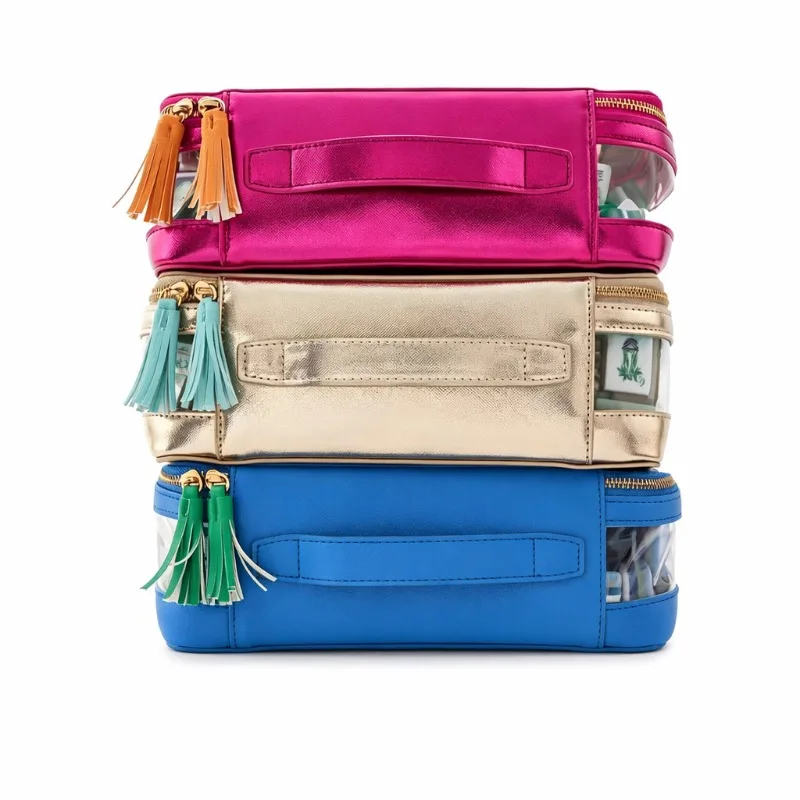 Transparent Mahjong Bag Ava Factory Custom Large Capacity Travel Case with Tassel Detail for Home Party Organizer Gift