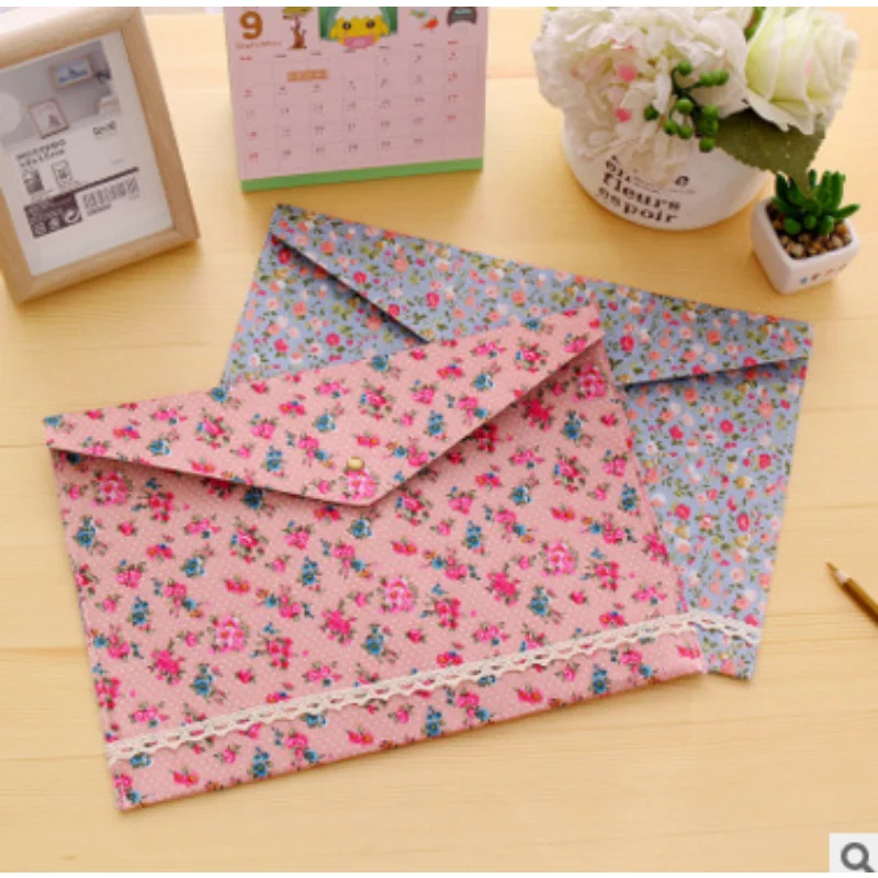 Vintage Dots Flower Face Series A4 Documents File Bag Files Folder Stationery Filing Production Folders