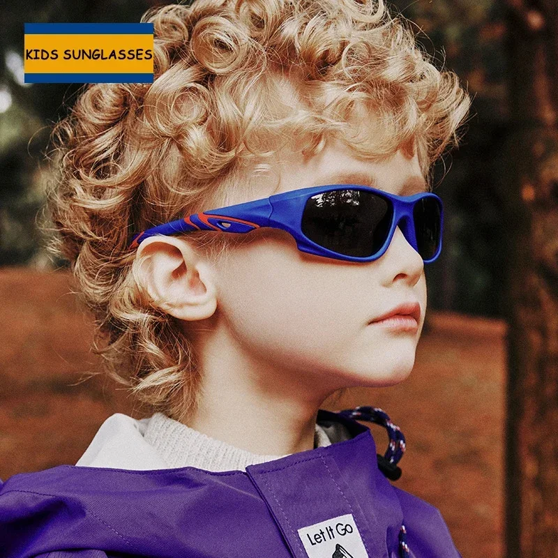 Kids Polarized Sunglasses TR90 Boys Girls Wrap Around Sport Sun Glasses Silicone Safety Glasses Gift for Children UV400 Eyewear