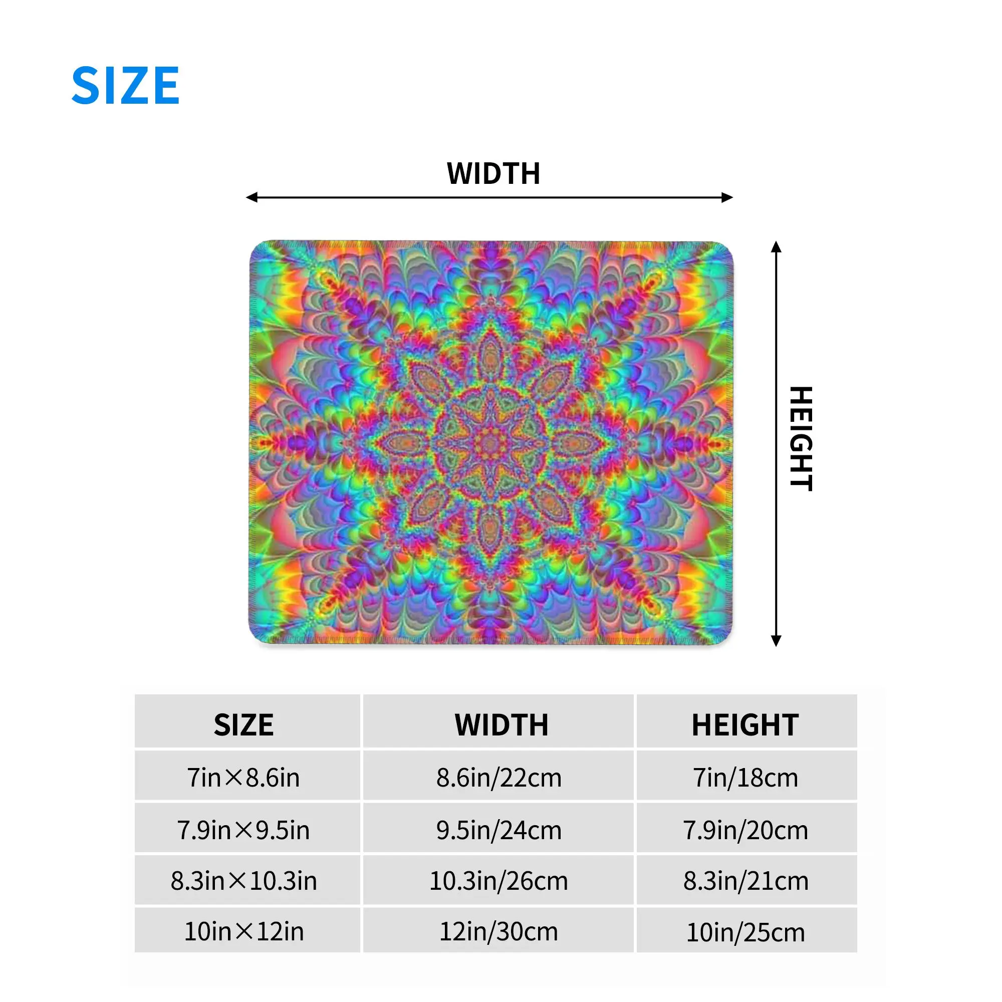 Psychedelic Black with Vibrant Magic Mouse Pad Computer Keyboard Mouse Mat Gaming Laptop Desk Mat Office Accessories Table Mats
