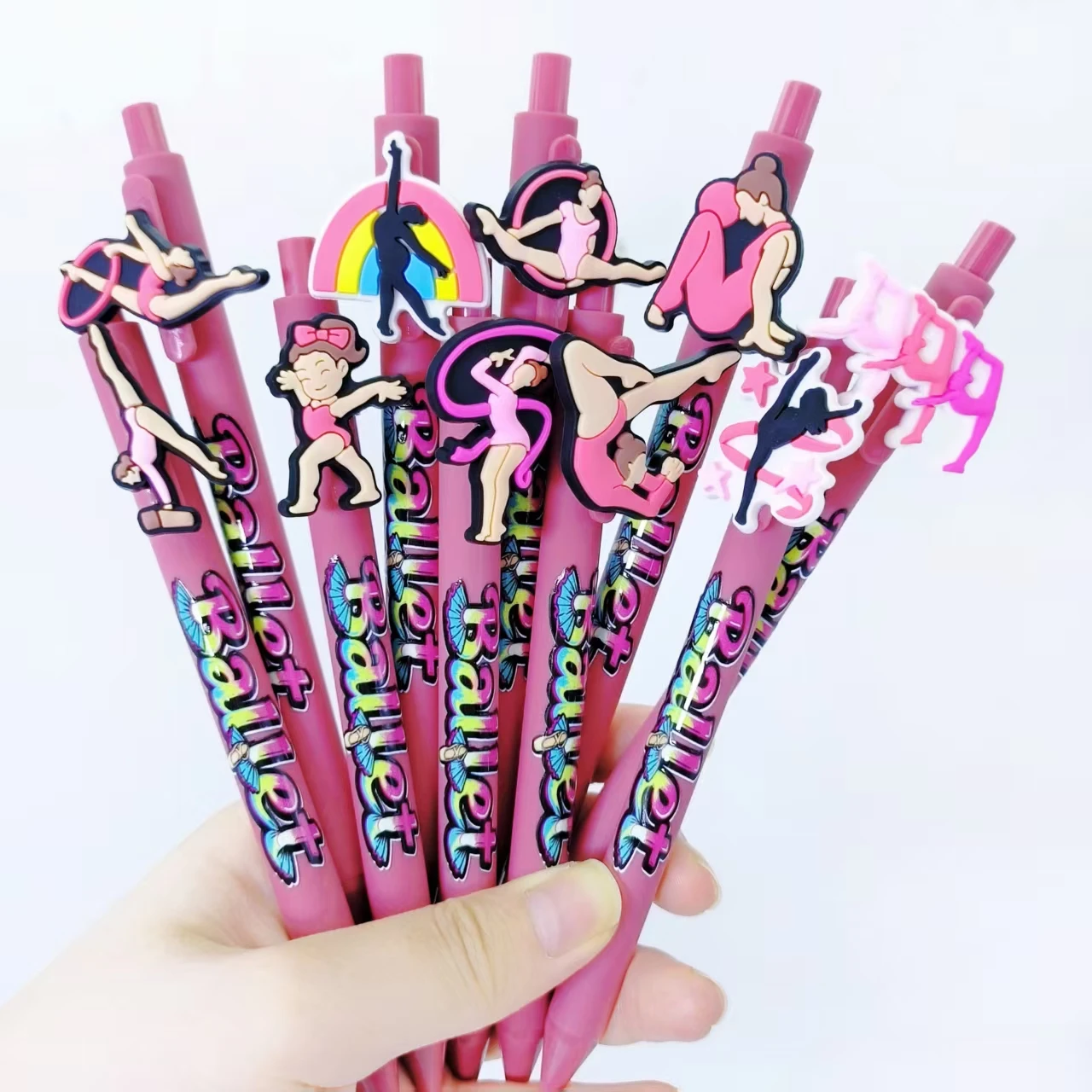 

6/12pcs Rouge Chalk Rod Series Ballet Ballpoint Pen Ballet Theme Press Ballpoint Pen Office and Study Special Writing Pen