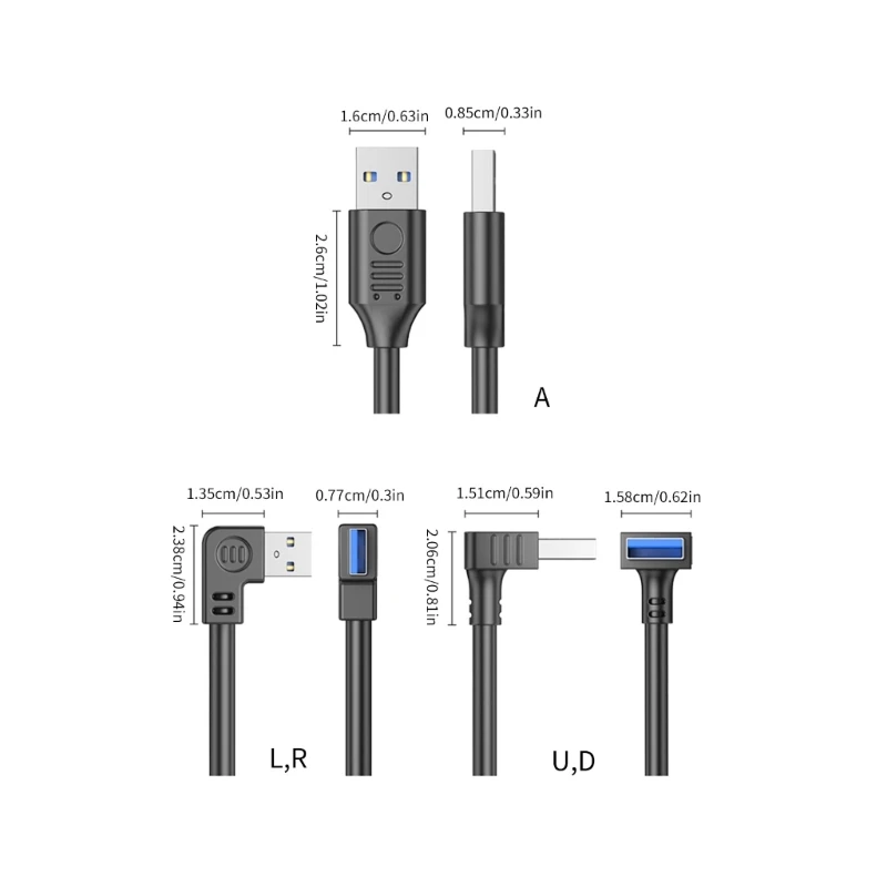 Straight Head/Down/Up/Left/Right Bending USB3.0 Extension Cable Power Cord with On Off Button Support Data Transfer F19E