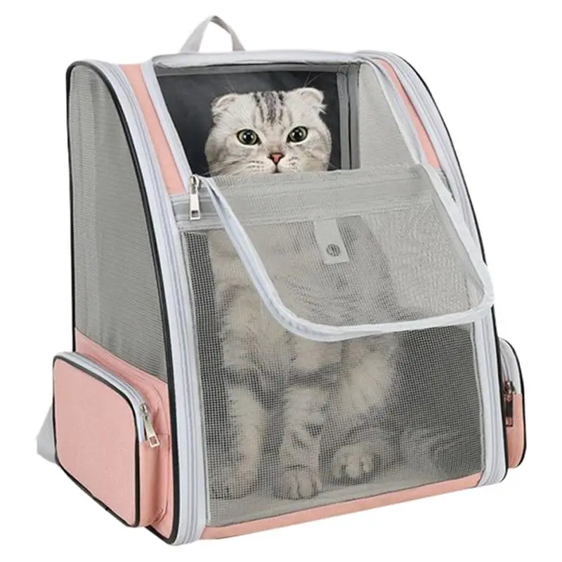 

Foldable Cat Backpack with Large-Caliber Front Window Pockets Portable Breathable Double Shoulder Pet Travel Bag Pet Supplies