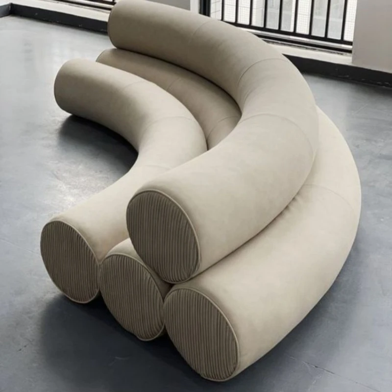 Rainbow curved sofa multi-person leisure minimalist style cylindrical special-shaped living room hotel fabric sofa
