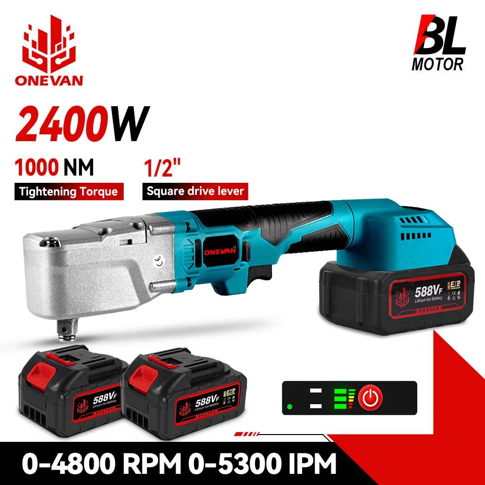 ONEVAN 브러시리스 전기 래칫 렌치 1/2'' 1000NM 제거 나사 너트 4800RPM 자동차 수리 전동 공구 Makita 18V 배터리 핀용
