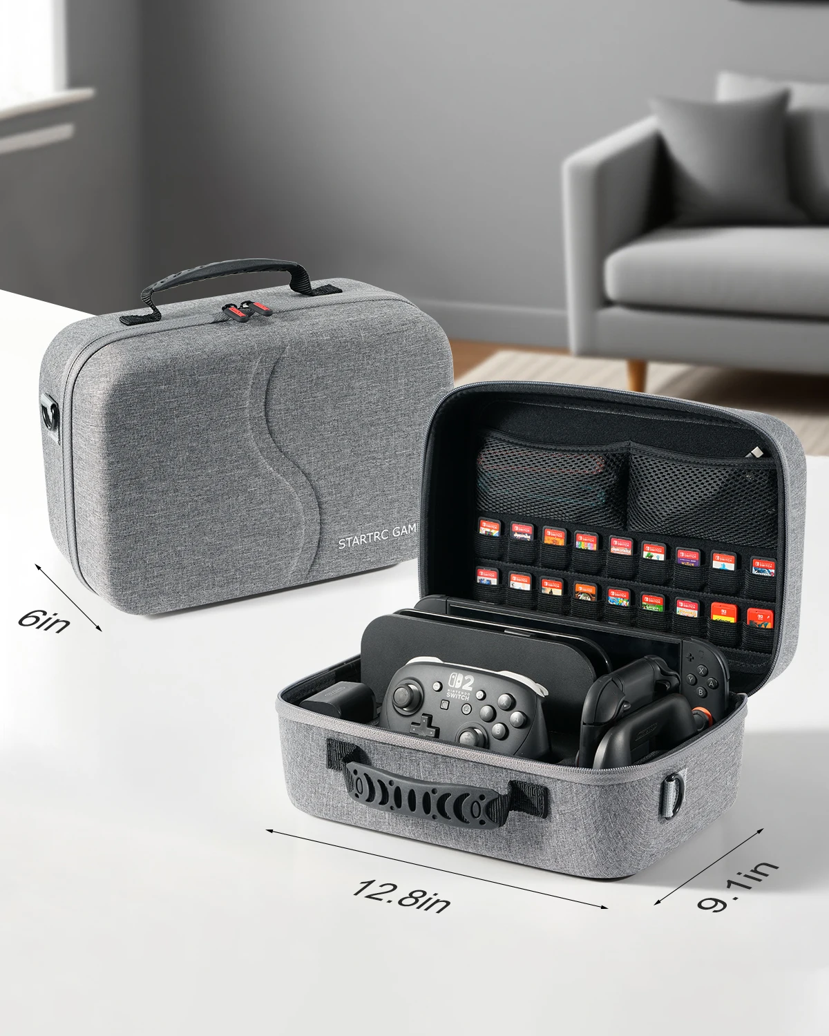 Switch 2 Hülle für Nintendo Switch 2 (2025), All-in-One-Tasche mit Spielkartenfächern, Tragetasche für Nintendo Switch 2 Konsole, Pro Controller und Zubehör