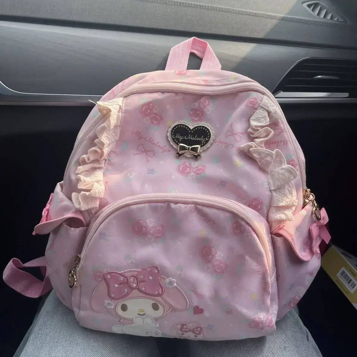 New  My Melody Backpack Cute Girl Heart Student Canvas Embroidered Backpack Cartoon Anime Fresh Floral Dopamine Backpack