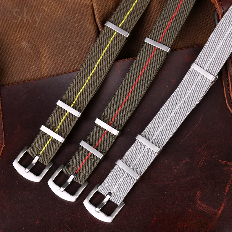 Retro Parachute Nylon Watch Strap for Rolex Tudor Biwan Omega Heuer Iwc Men High Density Knitting 18 20 22mm Replace Accessories