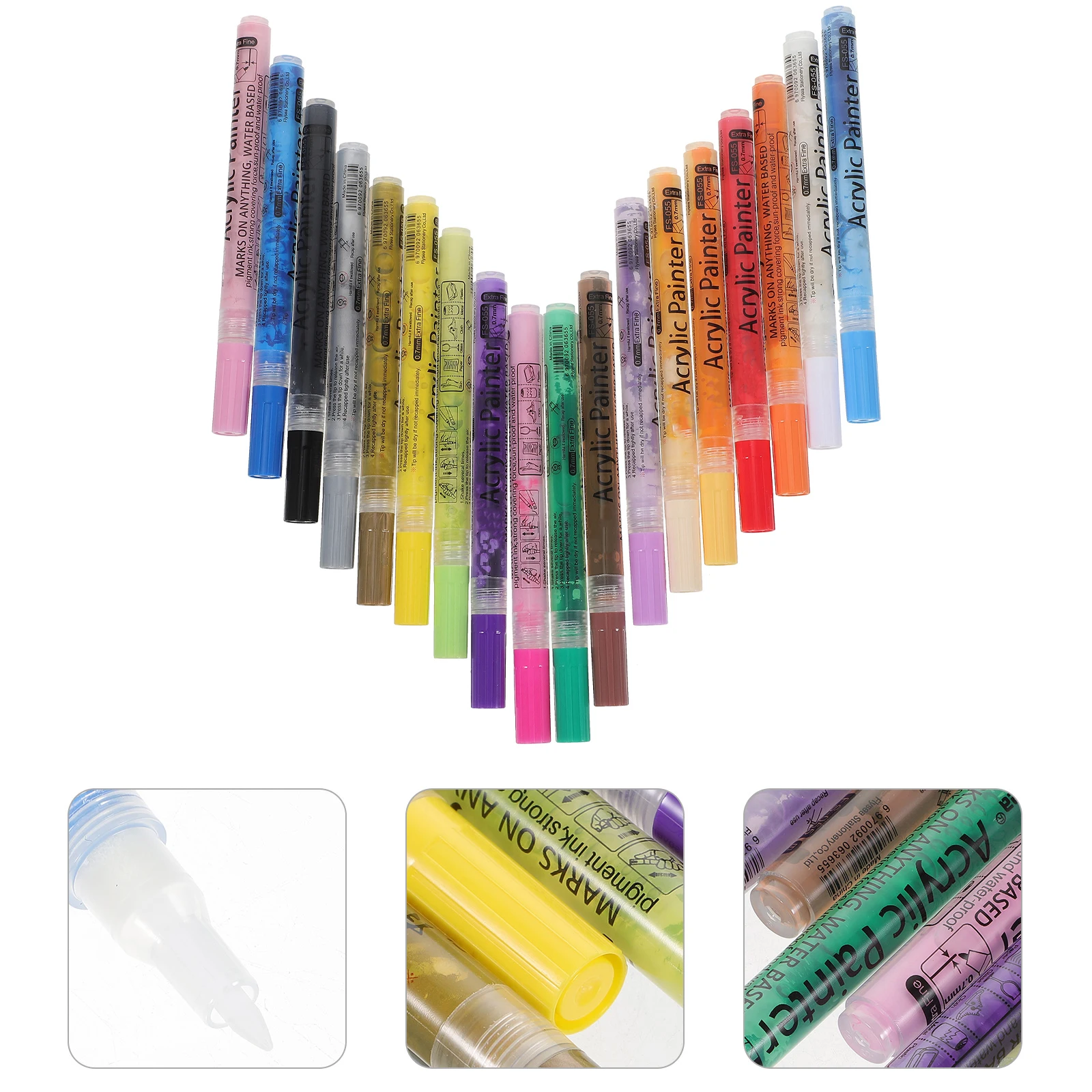 

18 Color Acrylic Painting Pens 0 7mm for Drawing Coloring Arts Craft Propylene Pen Set Safe Durable
