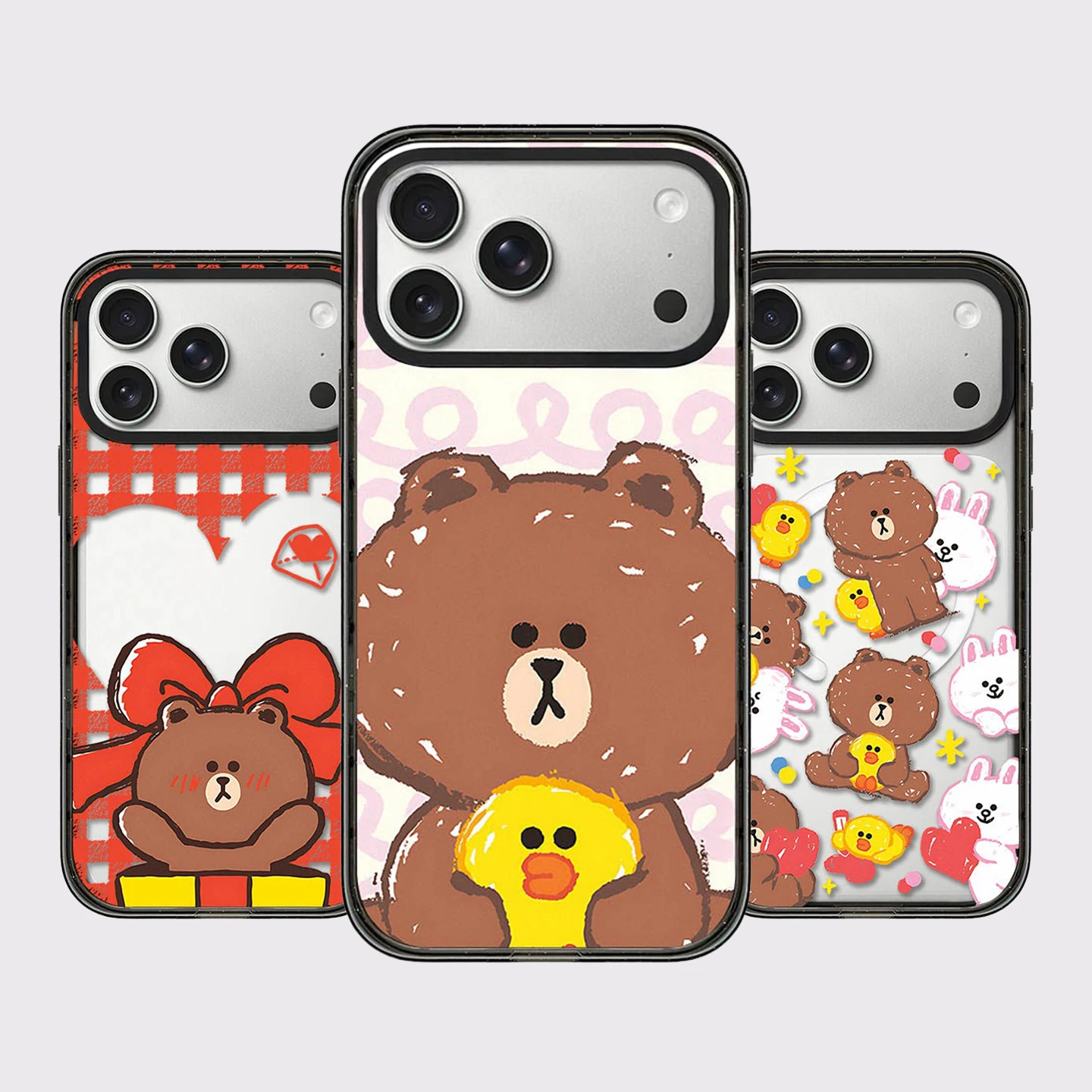 

Cartoon Bear Gift Pattern Acrylic Black Border Magnetic Impact Cover for IPhone 13 14 15 16 17 Pro Max Case for IPhone 17 Air