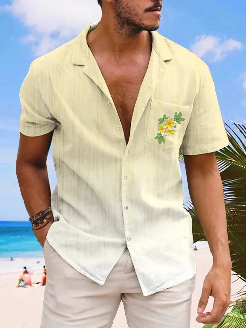 

2024 Men's Loose Fashion Hawaiian Style Short Sleeved Top Button Cardigan Shirt Fashion Short Sleeved T-Shirt MB1