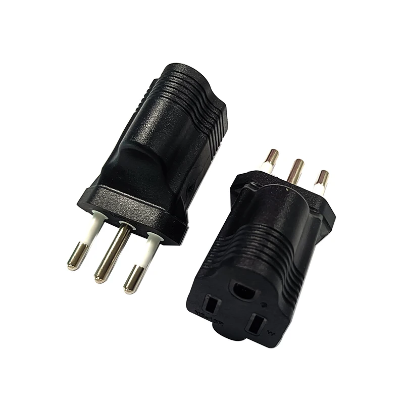 

Italian 3 round pin plug to NEMA standard 3 hole 5-15p American female plug Italy power converter adapter