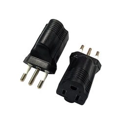 Italian 3 round pin plug to NEMA standard 3 hole 5-15p American female plug Italy power converter adapter