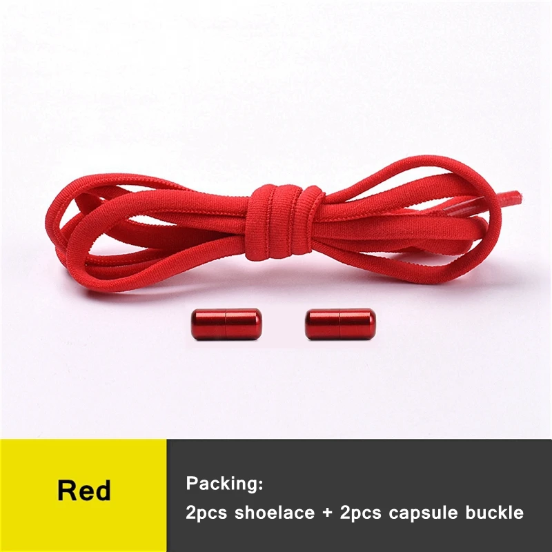 21 kleuren Geen stropdas schoenveters voor sneakers Elastische veters Ronde metalen slot Luie schoenveter 1 seconde snel aan en uit unisex