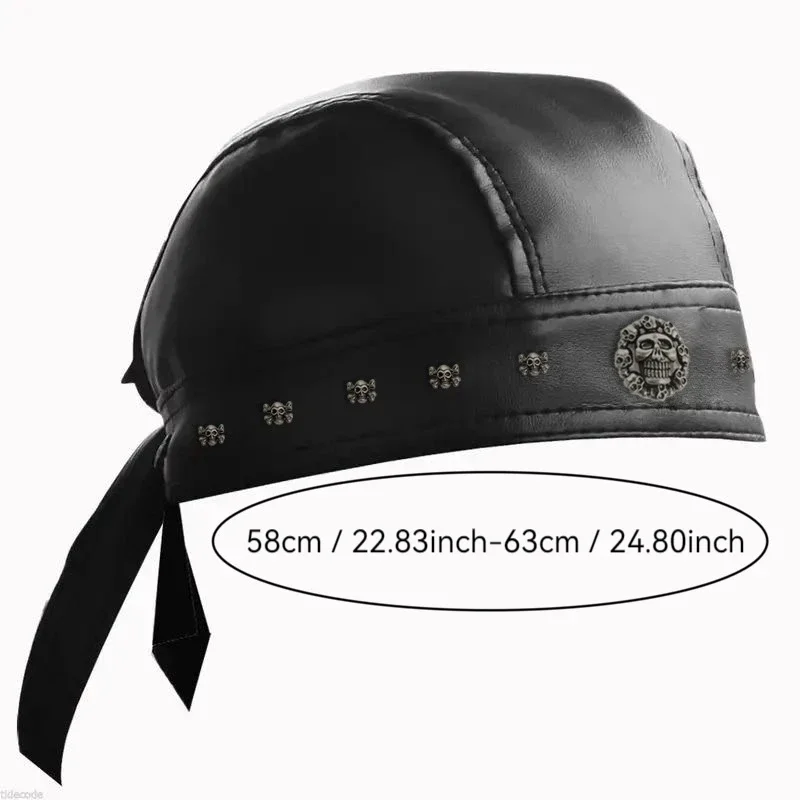Black Leather Skull Bandana Motorcycle Helmet – Edgy Halloween Gift for Urban Biker Cosplay - Image 3