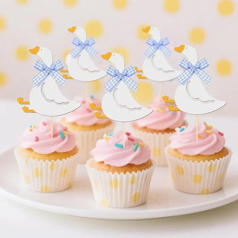 Hot Sale 12pcs Silly Goose Cake Birthday Cakeate Insert Card Birthday Cakeateating Cupcake Toppers Kids Birthday
