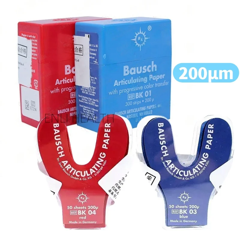 200μm Bausch Dental Articulating Paper Horseshoe BK03/BK04 Metallic Film Bite Paper Dental Consumables Dental Clinic Materials