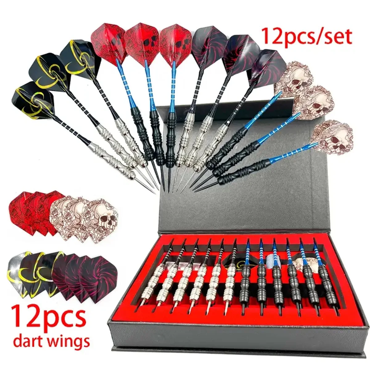 12 Teile/satz Dart Pro Metall Dart Stahl Tipps Mit Eisen Pad Aluminium Dart Stange Extra Fliegende Dart Spitzer Schärfen Stein box