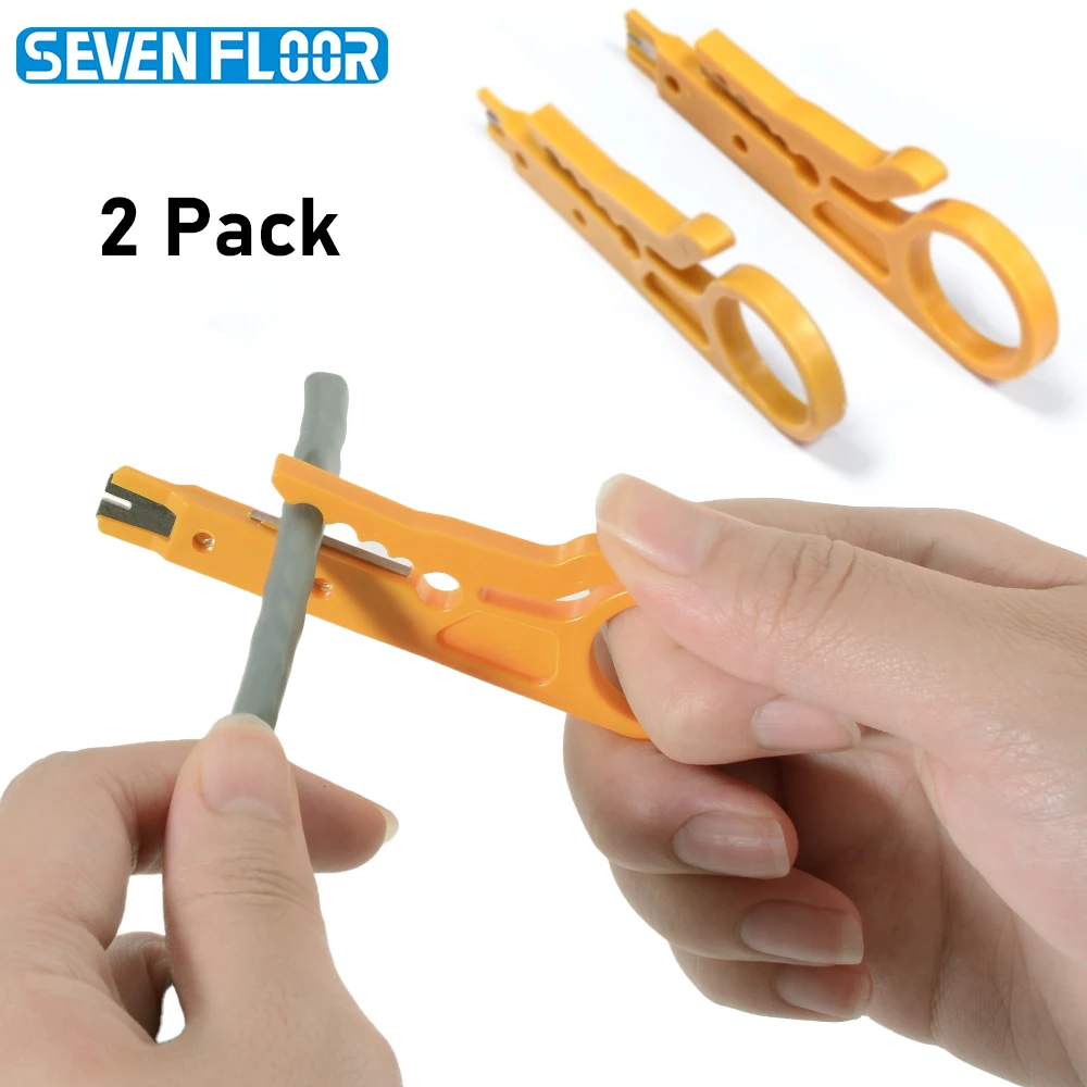 2Pcs Mini Punch Down Tool, Multifunctional Wire Stripper & Cutter for Network Cable Wiring