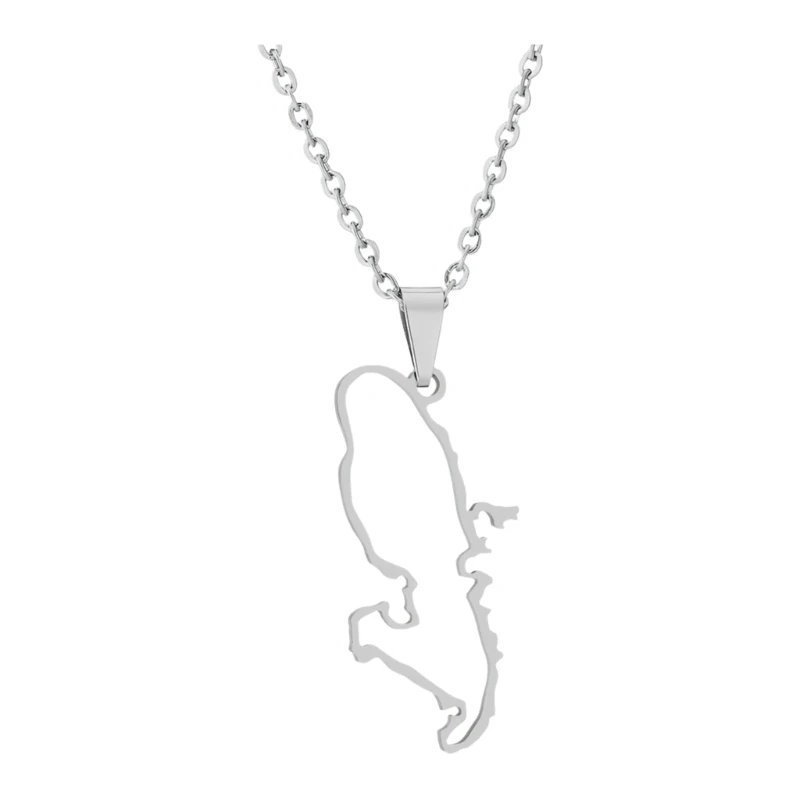  Stylish Hollow Out Martinique Map Pendant Necklace Adjustable Length Clavicle Chain Accessory for Everyday Wear